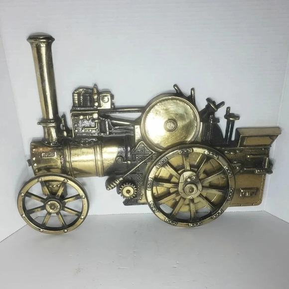 Vintage Cast Metal Steam Engine Train Wall  Plaque Brass Tone. - Picture 1 of 7